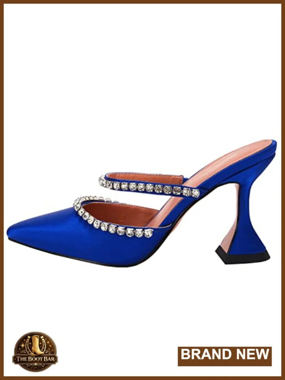 Pointed Toe Strappy Heels Crystal Satin Heeled Mules Wedding Party Shoes